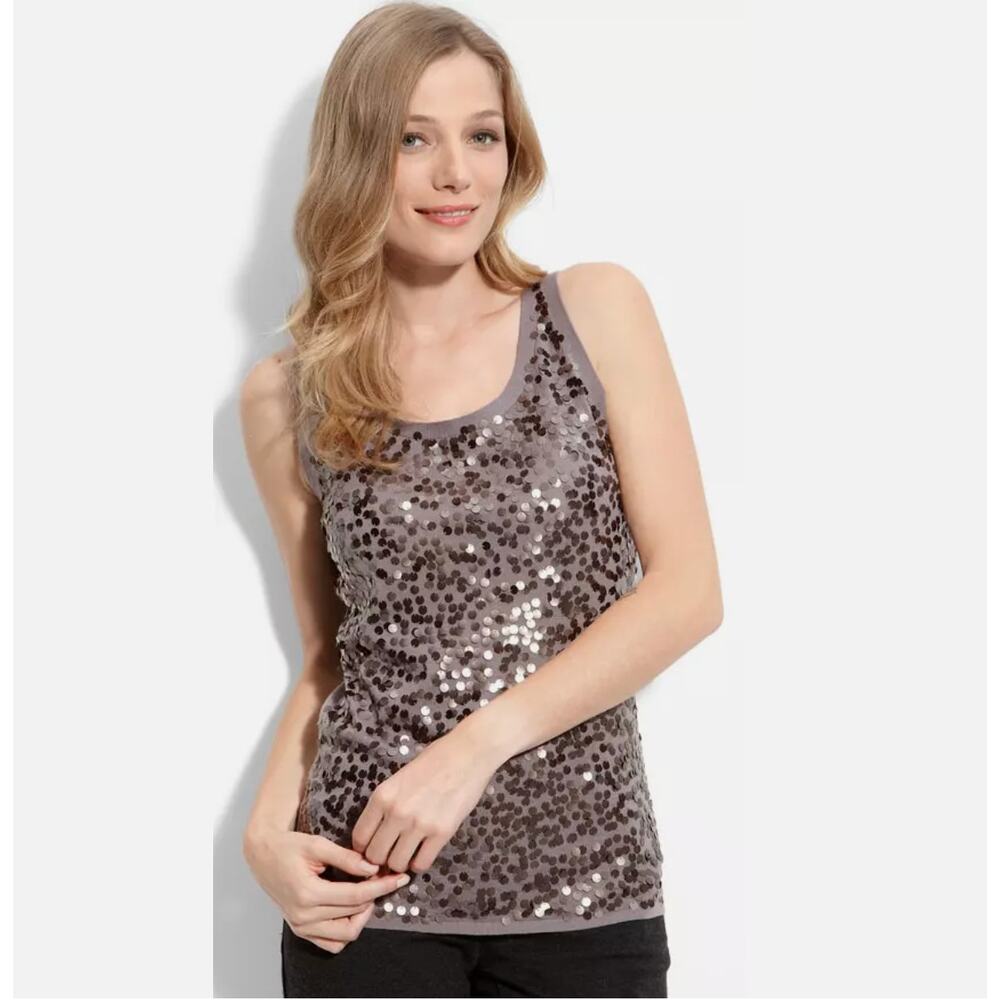 EILEEN FISHER Sequined Fine Merino Knit Lavender Sleeveless Sweater Top // XL - Picture 11 of 11